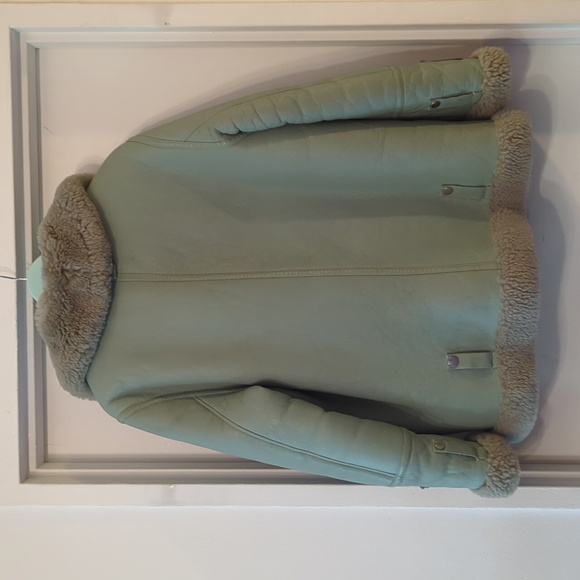 The Arrivals Moya Leather Coat Sage Green L - Picture 8 of 10